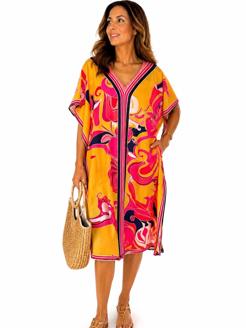 Paparazzi Abstract Print Kaftan Cover-Up Dress | One Size | NWT